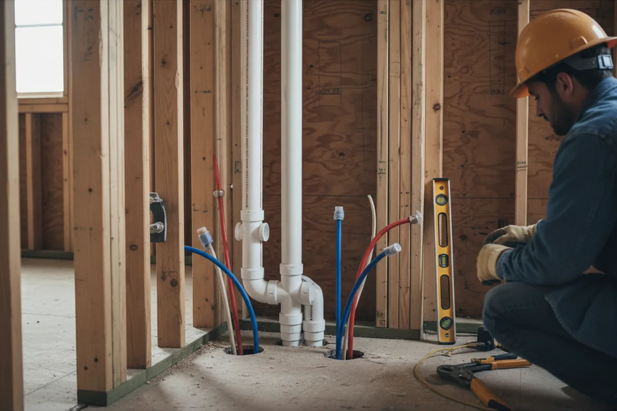 Drain and supply rough-in during Drain Cleaning in Milliken
